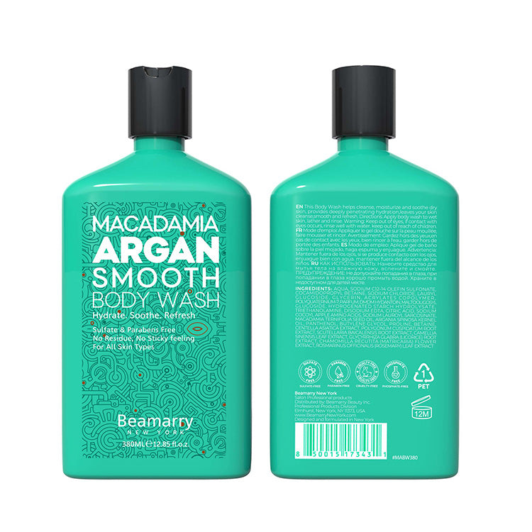 Beamarry New York Macadamia Argan Smooth Body Wash 380ML - Phosphate Free, Sulfate Free, Paraben Free and Color Safe