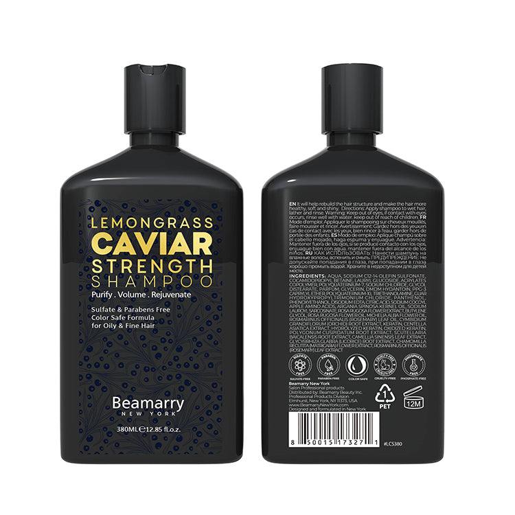Beamarry New York Lemongrass Caviar Strength Shampoo 380 ml - Sulfate Free, Paraben Free and Color Safe