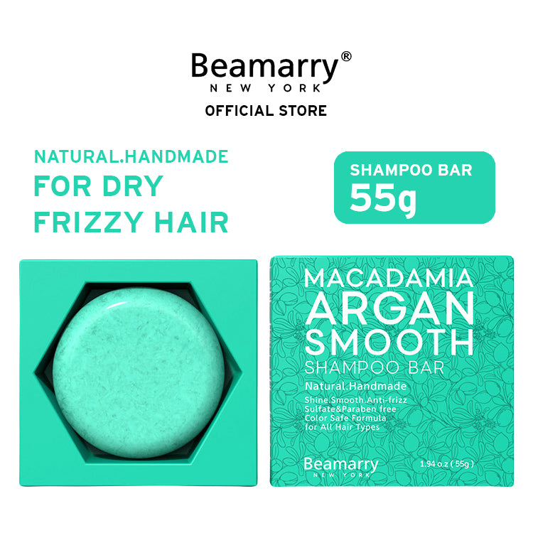 Beamarry New York Macadamia Argan Smooth Shampoo Bar 55g - Phosphate Free, Sulfate Free, Paraben Free and Color Safe