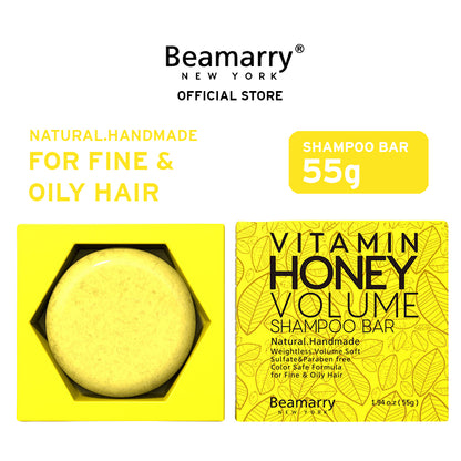 Beamarry New York Vitamin Honey Volume Shampoo Bar 55g - Phosphate Free, Sulfate Free, Paraben Free and Color Safe