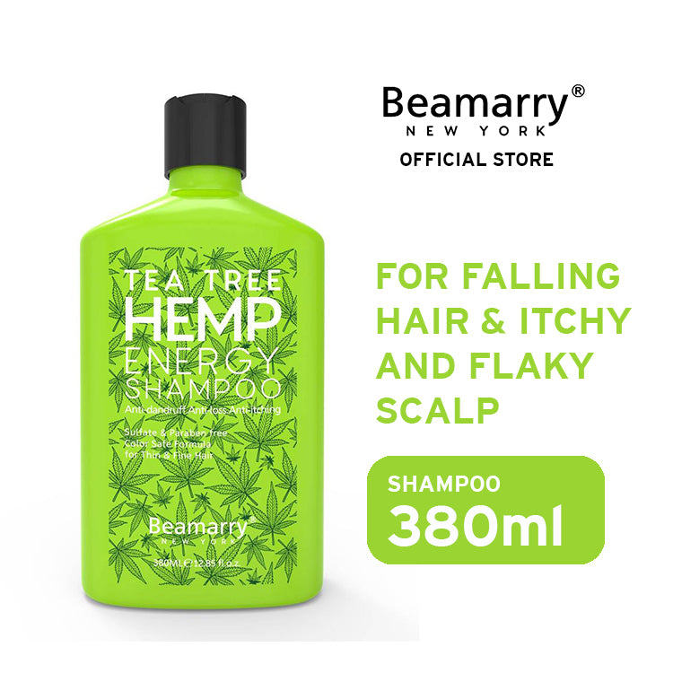 Beamarry New York Tea Tree Hemp Energy Shampoo 380 ml - Phosphate Free, Sulfate Free, Paraben Free and Color Safe